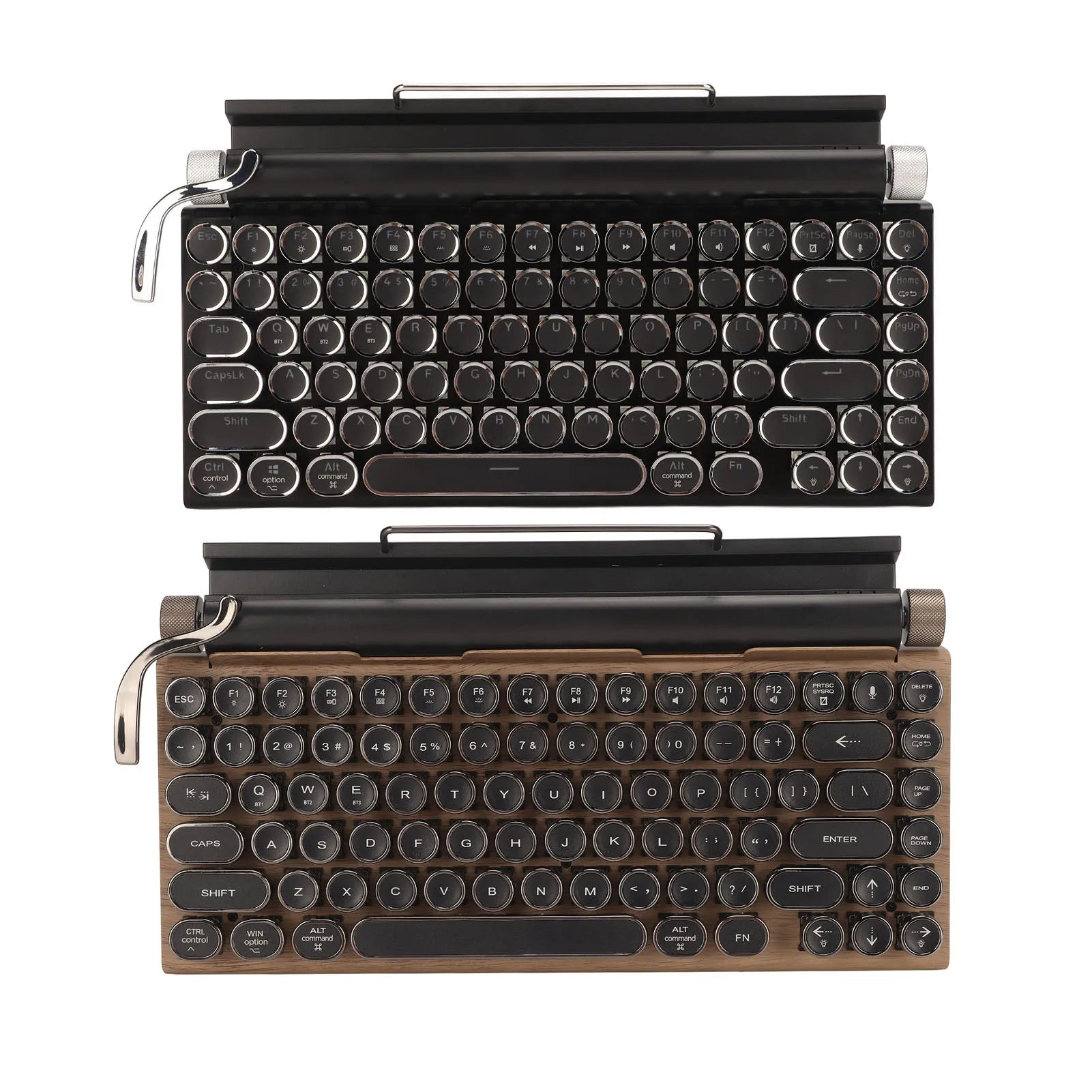 Vintage Wireless Mechanical Keyboard with 83 Keys and Metal Round Blue Switches