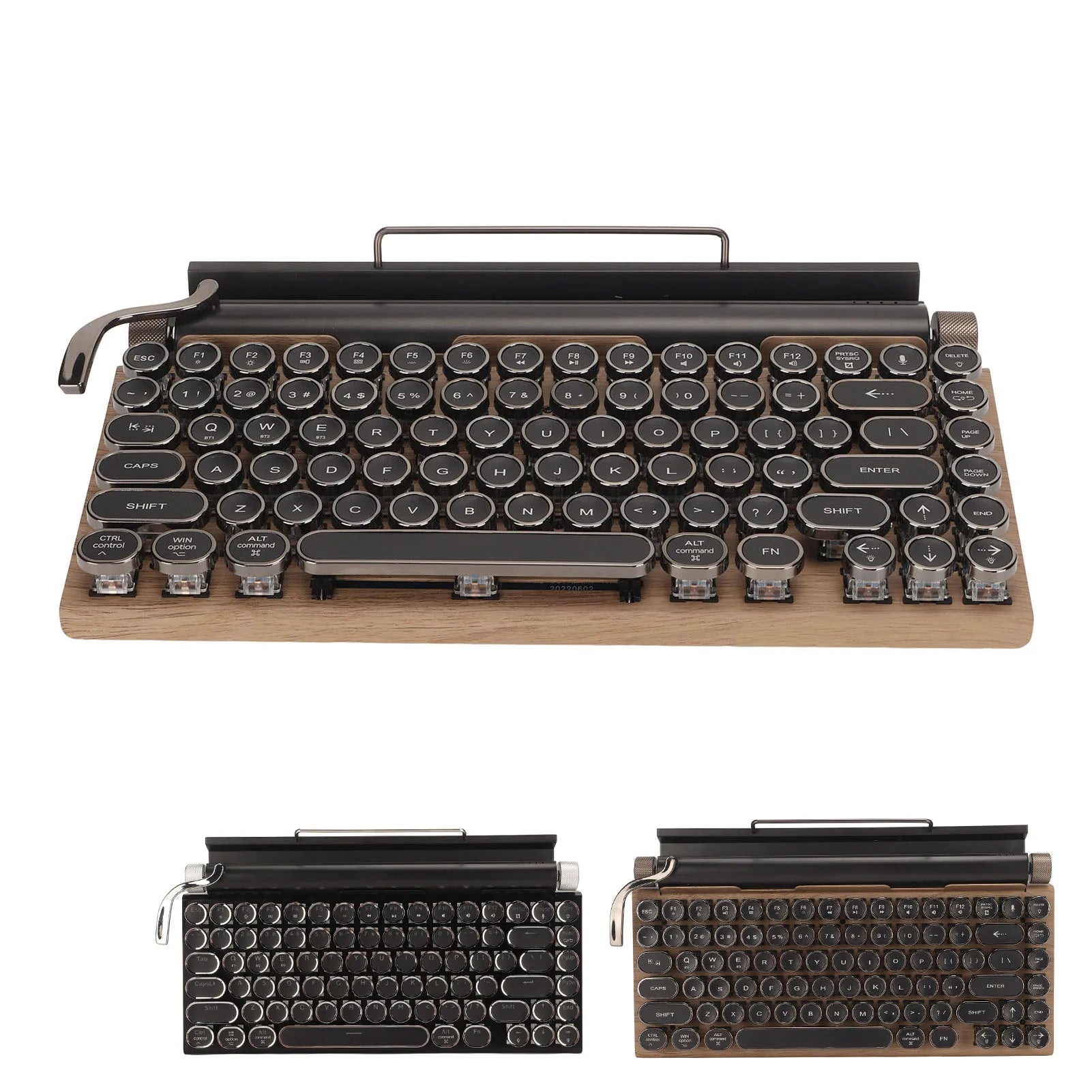 Vintage Wireless Mechanical Keyboard with 83 Keys and Metal Round Blue Switches