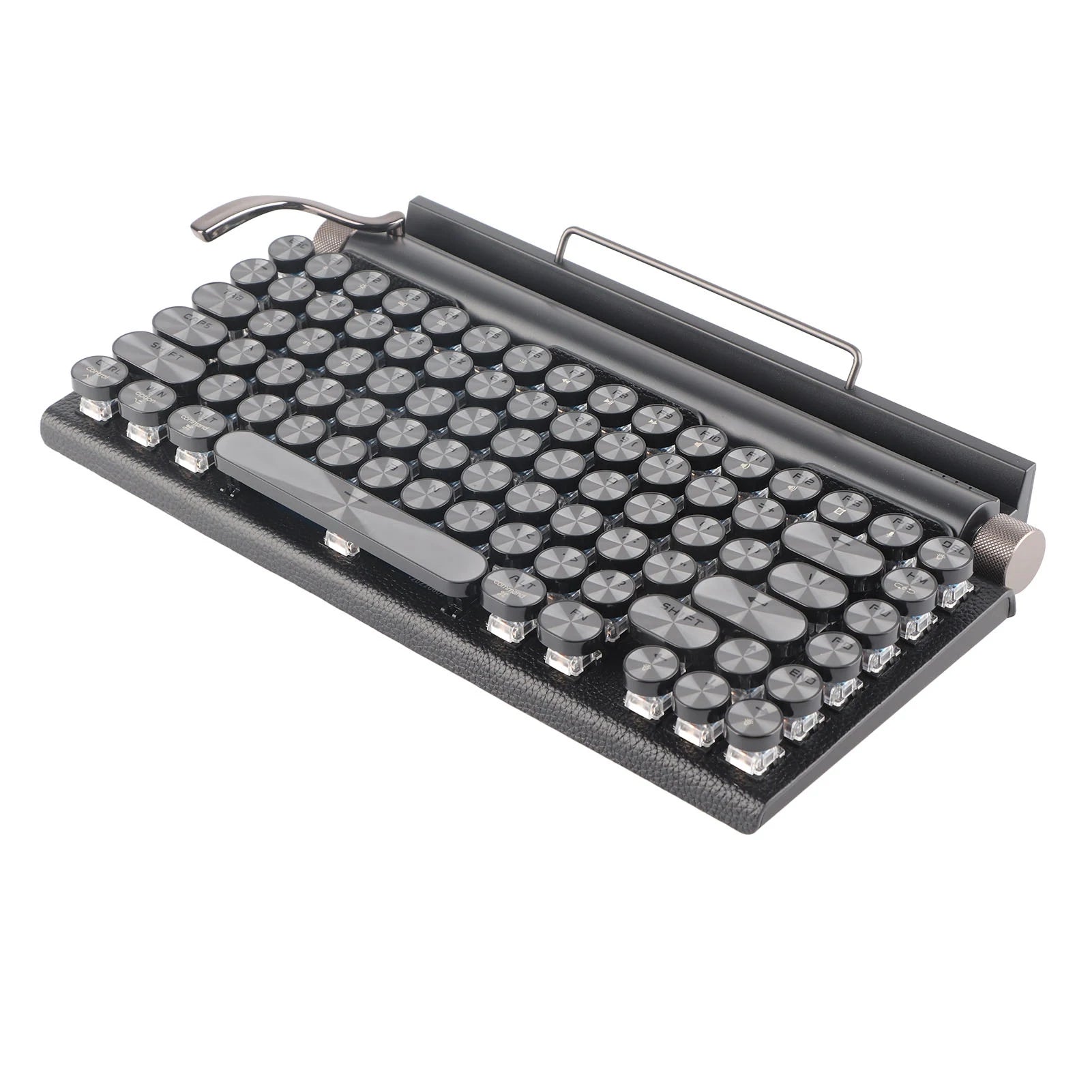 Vintage Wireless Mechanical Keyboard with 83 Keys and Metal Round Blue Switches